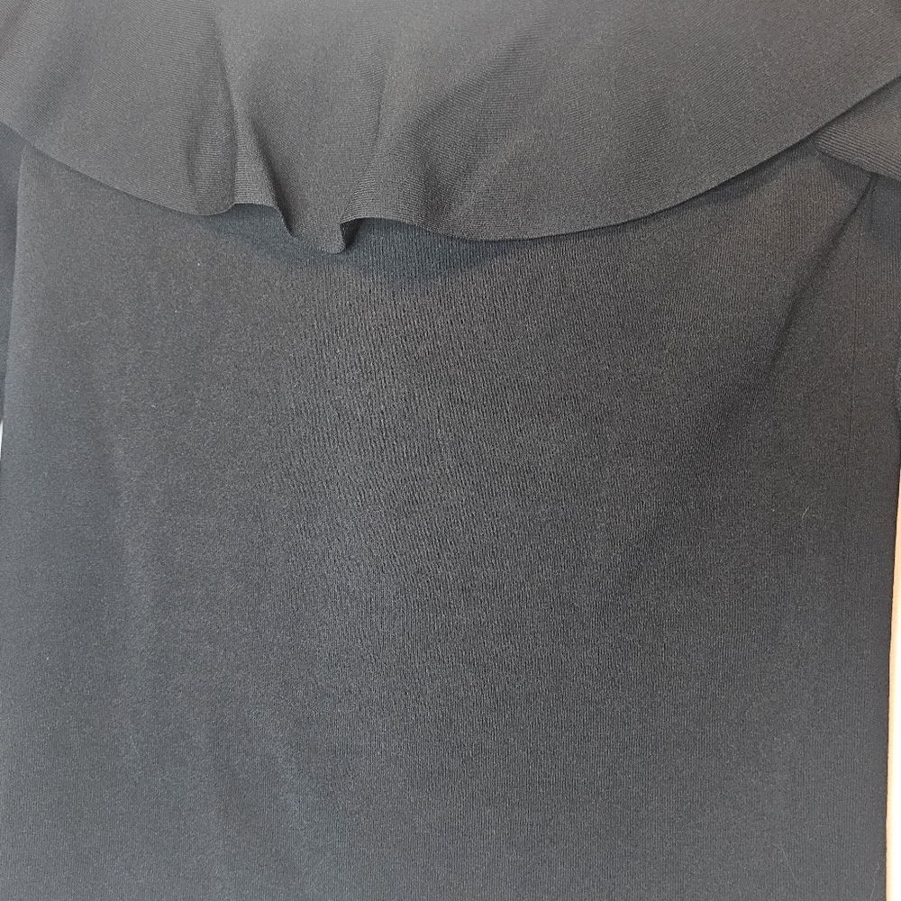 COS Black Off-Shoulder Ruffle Fine Rib Knit Top Size Medium - Picture 5 of 10
